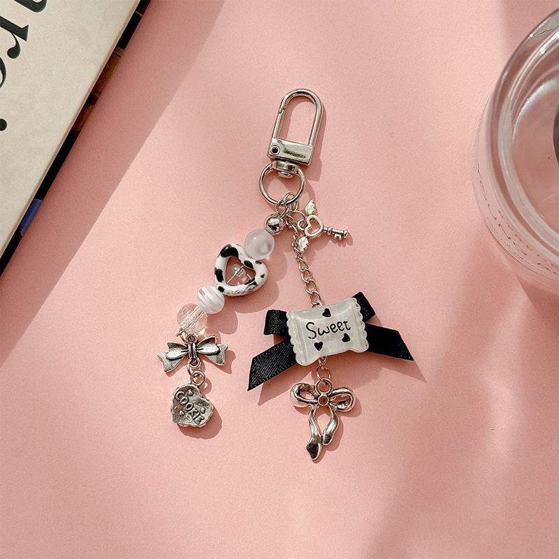 Y2K Heart Candy Key Chain Love Beads Phone Pendant Headphone Case Charm Bag Decor Car Key Ring