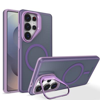 Роскошный матовый прозрачный магнитный чехол с держателем для Samsung Galaxy S25 S24 S23 S22 Ultra Plus S25Edge S24FE S25FE чехол Magsafe
