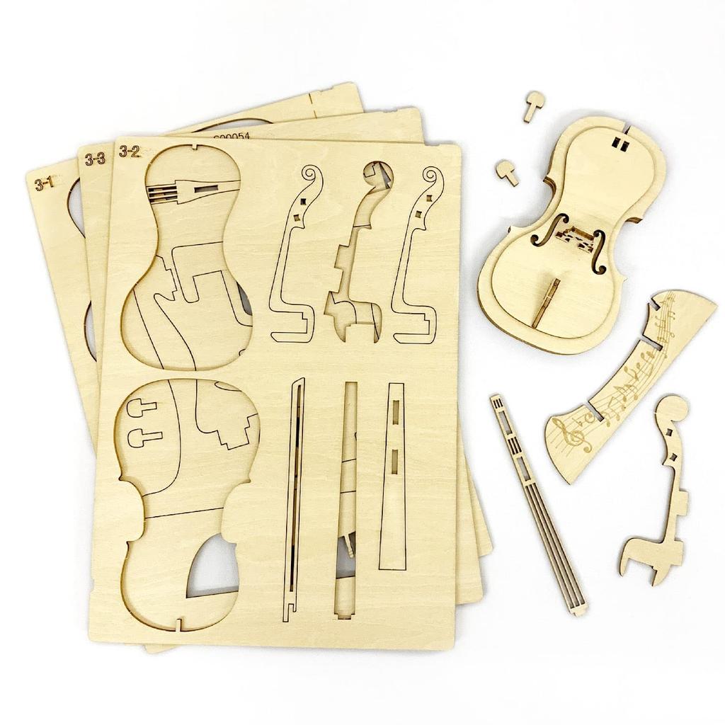 Подставка для смартфона в виде виолончели. Деревянный 3D-пазл. Набор для самостоятельного изготовления, который понравится всем: от учеников начальной школы до взрослых. Развивающая игрушка для