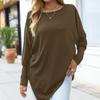 Spring and Autumn Women's Blouse Long-sleeved Irregular T-shirt Casual Loose Plus Size Tops