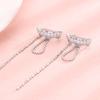 Инкрустированные бриллиантами волнистые цепочные бахромчатые серьги-клипсы, персонализированные Sweet And Cool Wind без отверстий для ушей, серьги-косточки, двухслойные серьги с рядами бриллиантов