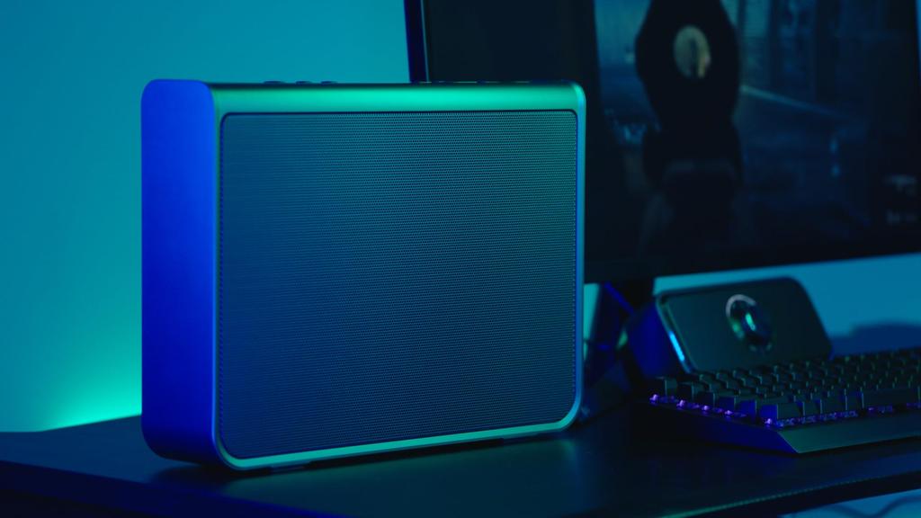 Pioneer Sound Techter Desktop Gaming Speaker Slim Powered Subwoofer Adopts HVT Method Unnecessary Vibration Suppression Small and Thin Subwoofer