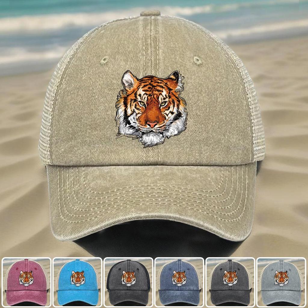 Кепка-кепка Snapback с реалистичным принтом головы тигра, спортивная кепка с изображением животных, разноцветная регулируемая пряжка, неэластичная летняя регулируемая бейсболка
