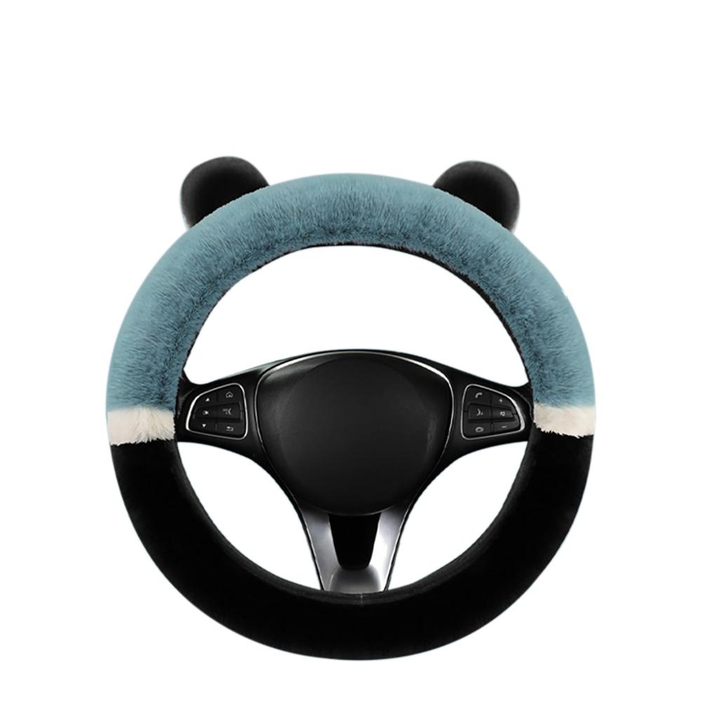 Чехол на руль автомобиля для зимы, теплый, пушистый, мягкий, плюшевый, милый, в форме ушей панды, защитный чехол на руль, декоративный чехол для интерьера