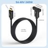 Кабель USB4 90 градусов, скорость передачи данных 40 Гбит/с, 240 Вт, кабель USB C на USB C, быстрая зарядка, 8K@60 Гц, кабель USB 4