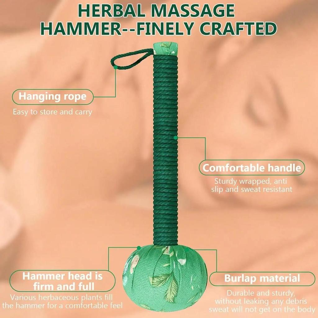 Long Handle Wormwood Massage Hammer - Manual Body Relaxation Tool for Muscle Relief & Wellness