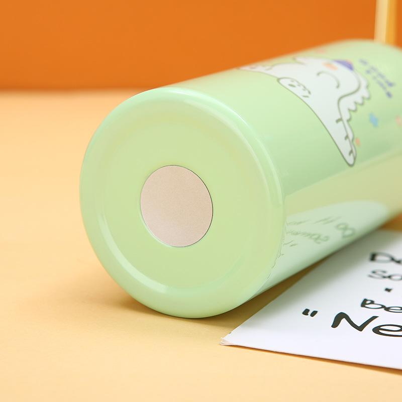 Новый мультяшный светодиодный дисплей с температурой, пружинная чашка из нержавеющей стали, прямой термос для напитков, подъемное кольцо, портативная милая детская чашка для воды