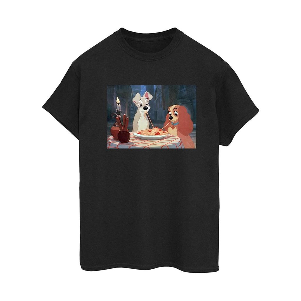 Disney Womens/Ladies Lady And The Tramp Spaghetti Photo Cotton Boyfriend T-Shirt
