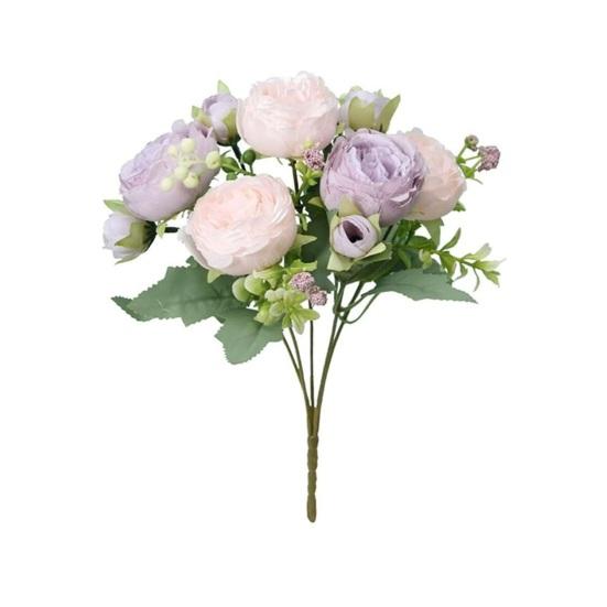 Букет из 5 искусственных пионов с бутонами, реалистичный цветок пиона из искусственного шелка со стеблем для свадьбы, свадебный букет, цветочная композиция, украшение стола