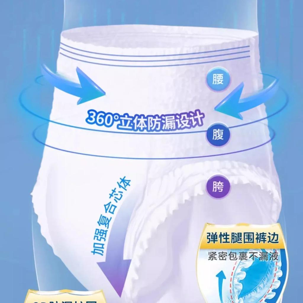 Большой размер Подгузники-трусы для взрослых Уход за пожилыми Сильное впитывание Санитарные штаны Герметичные Одноразовые штаны при недержании