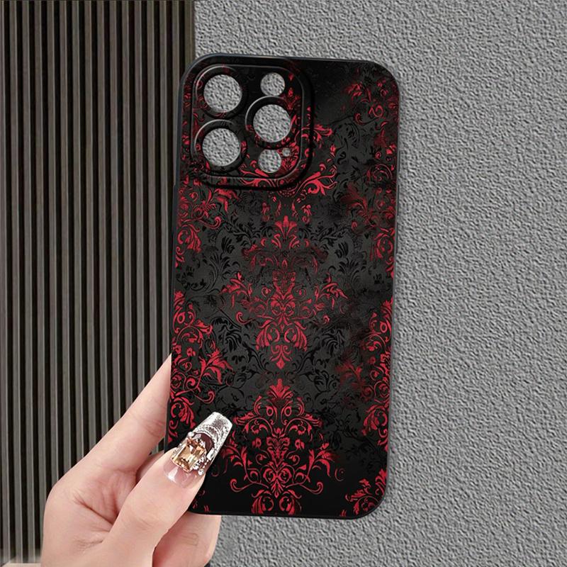 Красный и черный чехол для телефона в готическом стиле, подходящий для iPhone 17 16 15 14 13 12 11 Pro/Max/Plus, противоударная задняя крышка