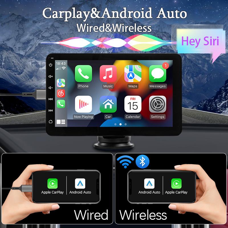 CarPlay Android Auto Car Radio Multimedia Video Player 7inch Portable Touch Screen Bluetooth 5.0