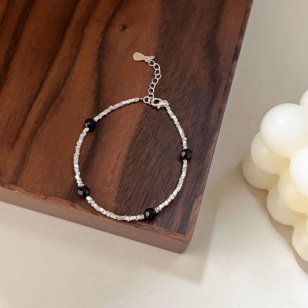 Набор бус из стерлингового серебра 925 пробы с черным агатом - Осенне-зимний чокер