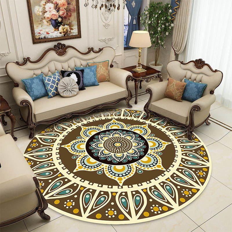 European Style Circular Carpet Bedroom Living Room Carpet Home Computer Chair Mat Bedside Carpet