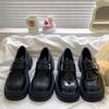 Женские универсальные лоферы в стиле ретро, британский стиль, осень-зима 2025, французский стиль с юбкой, платформа для увеличения роста, jk черные маленькие кожаные туфли