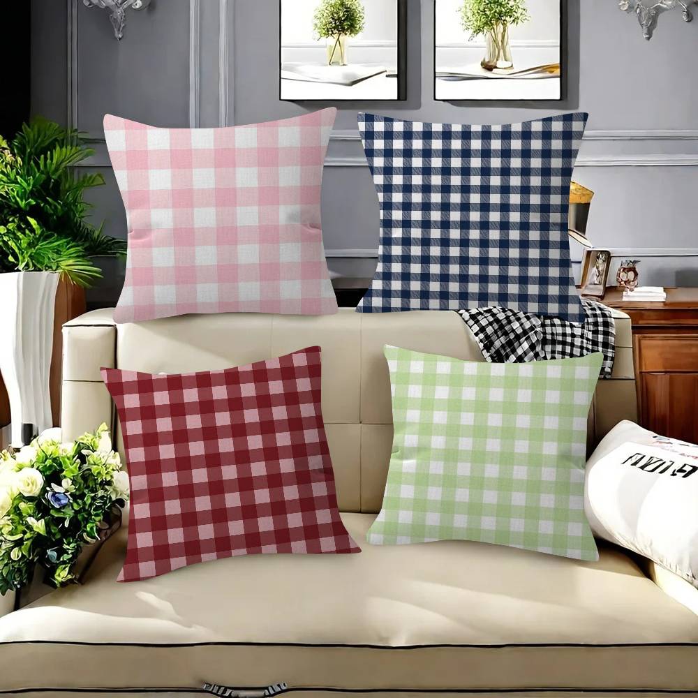 Stripe Plaid Throw solid color Pillow Covers Cartoon Sofa Decorative Home Doublesided Printing Short Plush Cushion Cover