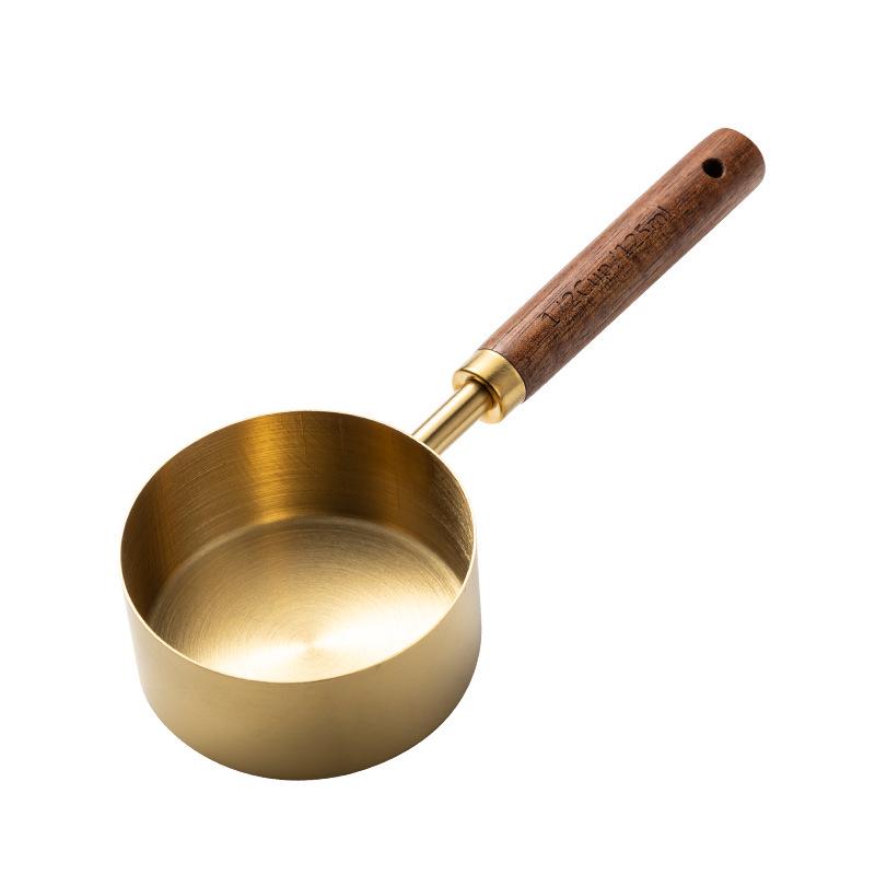 Набор из 8 предметов из нержавеющей стали и грецкого ореха: мерные ложки и чашки для выпечки и кофе