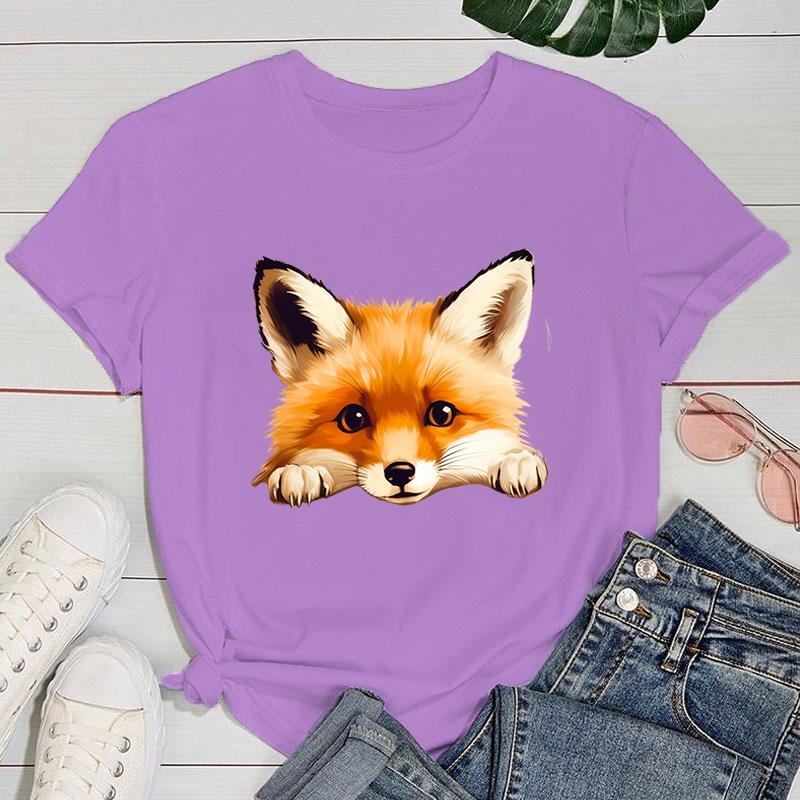 (Премиум-футболка)Новая модная футболка с графическим принтом лисы, модная повседневная футболка с коротким рукавом