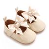 Khaki 0-18M Baby Casual Shoes Infant Toddler Bowknot Non-slip Rubber Soft-Sole Flat PU First Walker Newborn Bow Decor Mary Janes