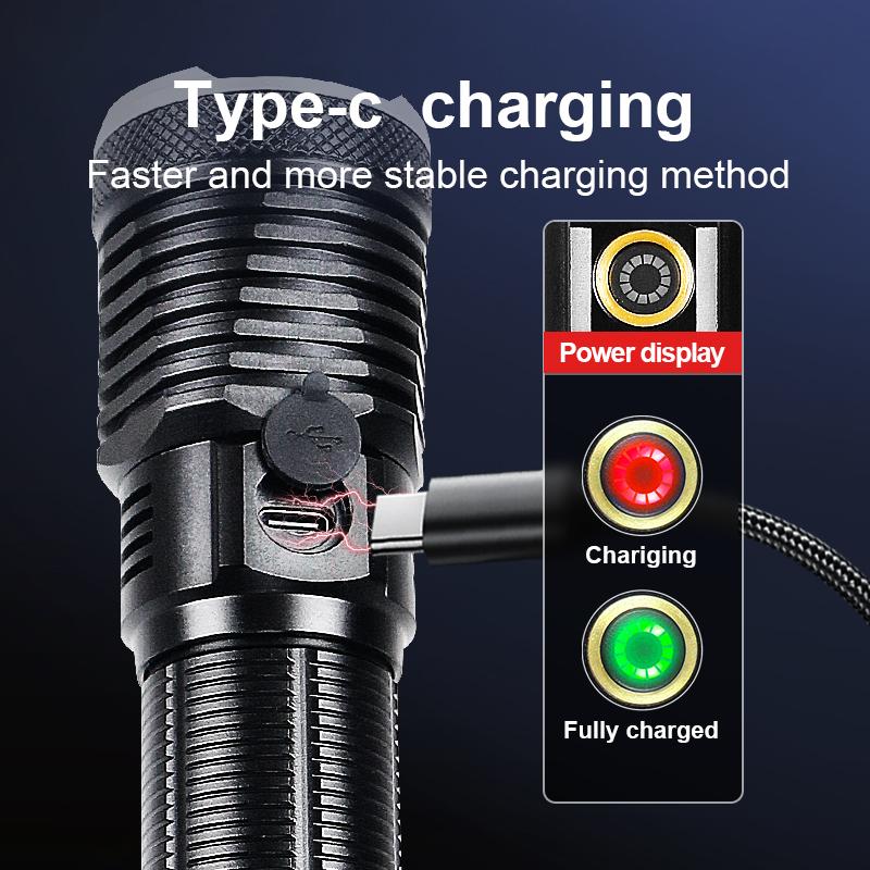 Светодиодные фонари высокой мощности 2000 м, телескопический зум, сильный прожектор и большой прожектор, питание от батареи 18650 26650