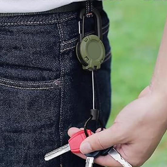 1/8Pcs Retractable Keychain with Steel Wire Rope Carabiner Badge Reel Holder Clip Key Ring Heavy Duty Outdoor Camping Climbing Anti-lost Buckle