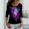 Women Autumn Tops Loose Purple Curved Butterfly Print Causal Long Sleeve T-shirt Top Blouse