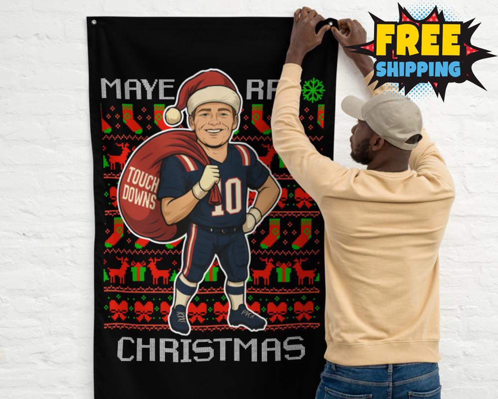 Drake Maye New England BANNER Christmas Flag Patriots Mancave Decor XMAS Unisex T-Shirt