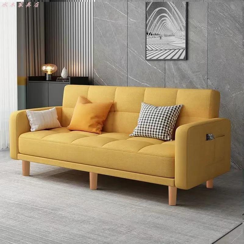Sofa Living Room Small Apartment Rental Room Folding Sofa Bed Single Double Bedroom Simple Modern Apartment Fabric Sofa