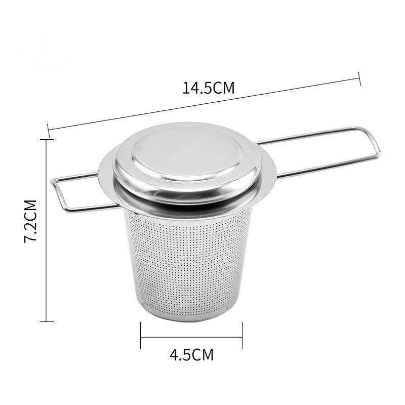 Сито для чая из нержавеющей стали 304, бытовой заварник для чая, фильтр для чая, с длинной ручкой и крышкой, набор для чая