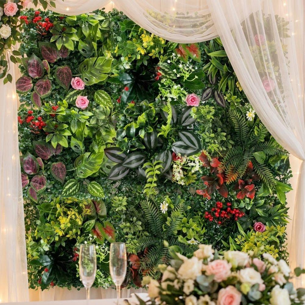 Plastic Fake Green Grass Mat UV Protection Background Wall Plant Wedding Decoration