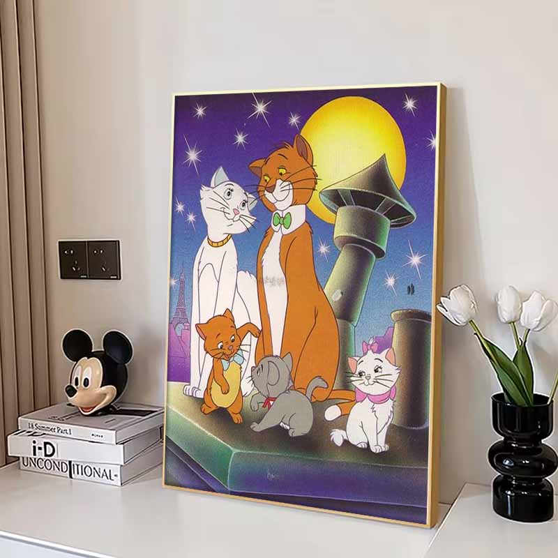 Disney Алмазная живопись Париж Лунная ночь Семейный портрет Иллюстрация Настенное украшение Вышивка Полная выкладка стразами Крестик DIY Подарок Украшение дома