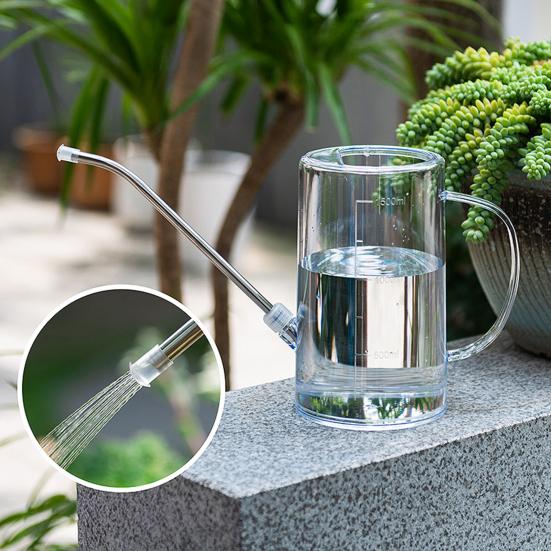 Лейка с длинным носиком 1 л/1,5 л Лейка со шкалой Прозрачный горшок для полива сада для комнатных и уличных растений, офисных цветов