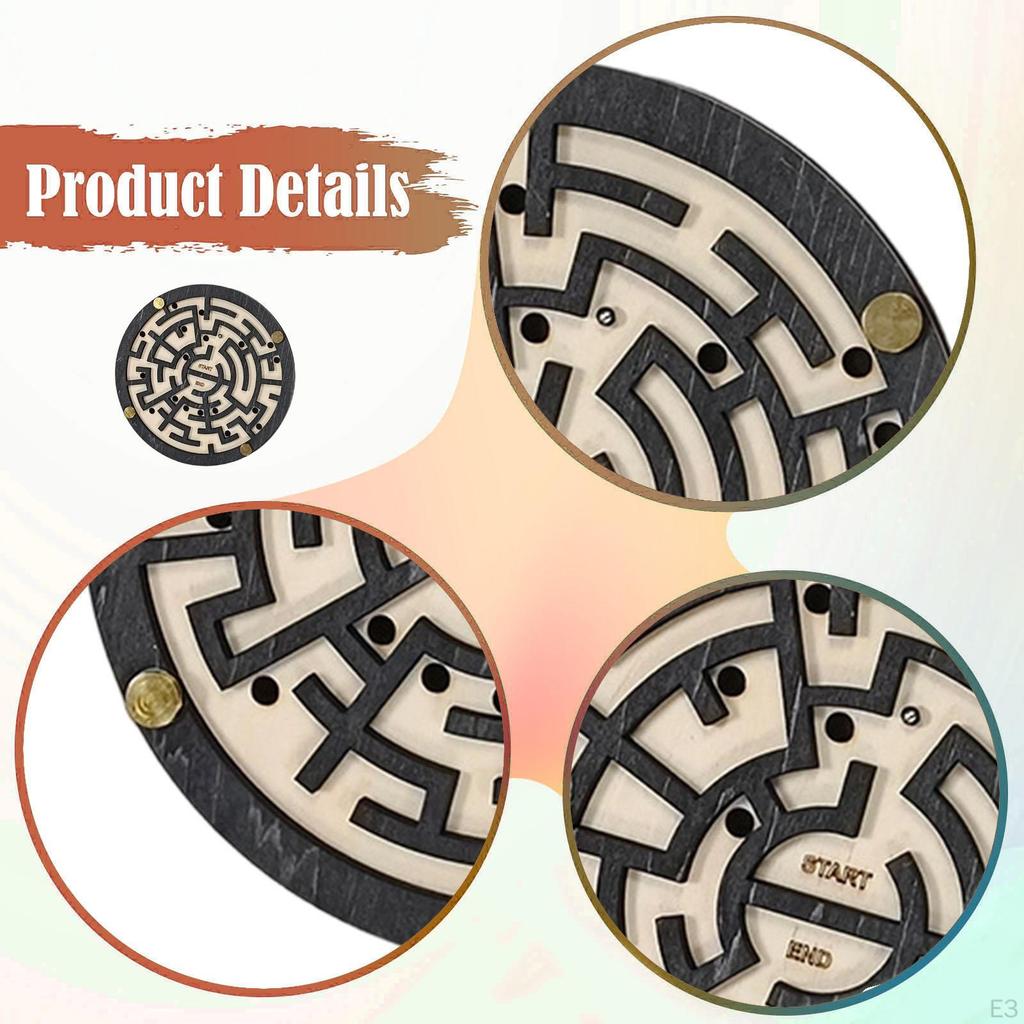 Wooden Maze Game Board Balance Toy Puzzle Logic Marble for 6 Years and