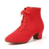 Women Ballroom Latin Dance Shoes Jazz Modern Dance Shoes Lace Up Dancing Boots Red Black Sports Dancing Sneakers