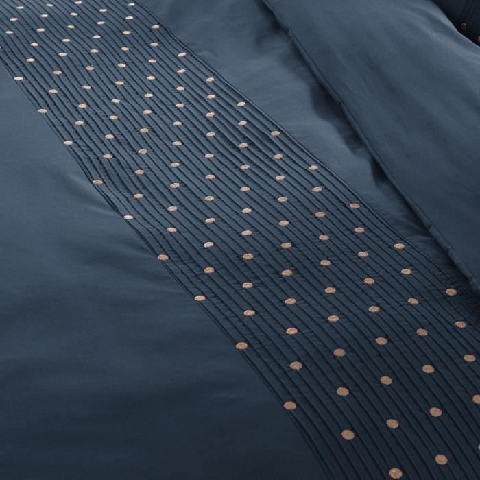 Taie d'oreiller - Agathe - Mure bleu - 50x70cm - 100% Coton - Pois brodés