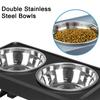Приподнятая кормушка для собак, миски для собак, регулируемая приподнятая подставка с двойными мисками для воды из нержавеющей стали для маленьких, средних и больших собак