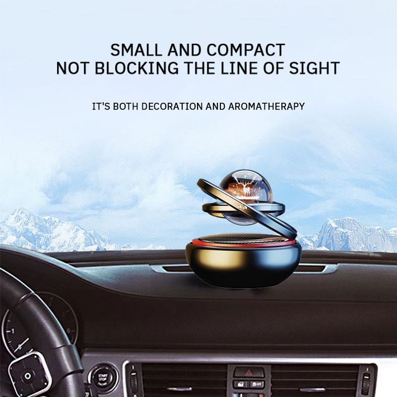 Vehicle Aromatherapy Perfume Solar Double Ring Magnetic Levitation Rotating High-end Light Fragrance Ornament 1PC