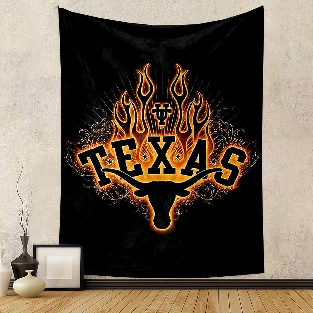 Texas Flame Badge Tapestry Wall Hanging, Lone Star State Design, Wall Decor for Bedroom Living Room Dorm