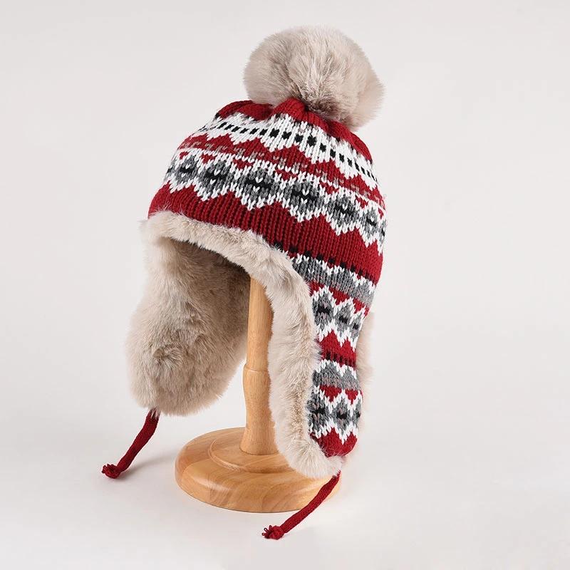 Модная ретро шапка Lei Feng женская теплая осенне-зимняя плюшевая ветрозащитная универсальная защитная шапка для ушей вязаная шапка для катания на лыжах