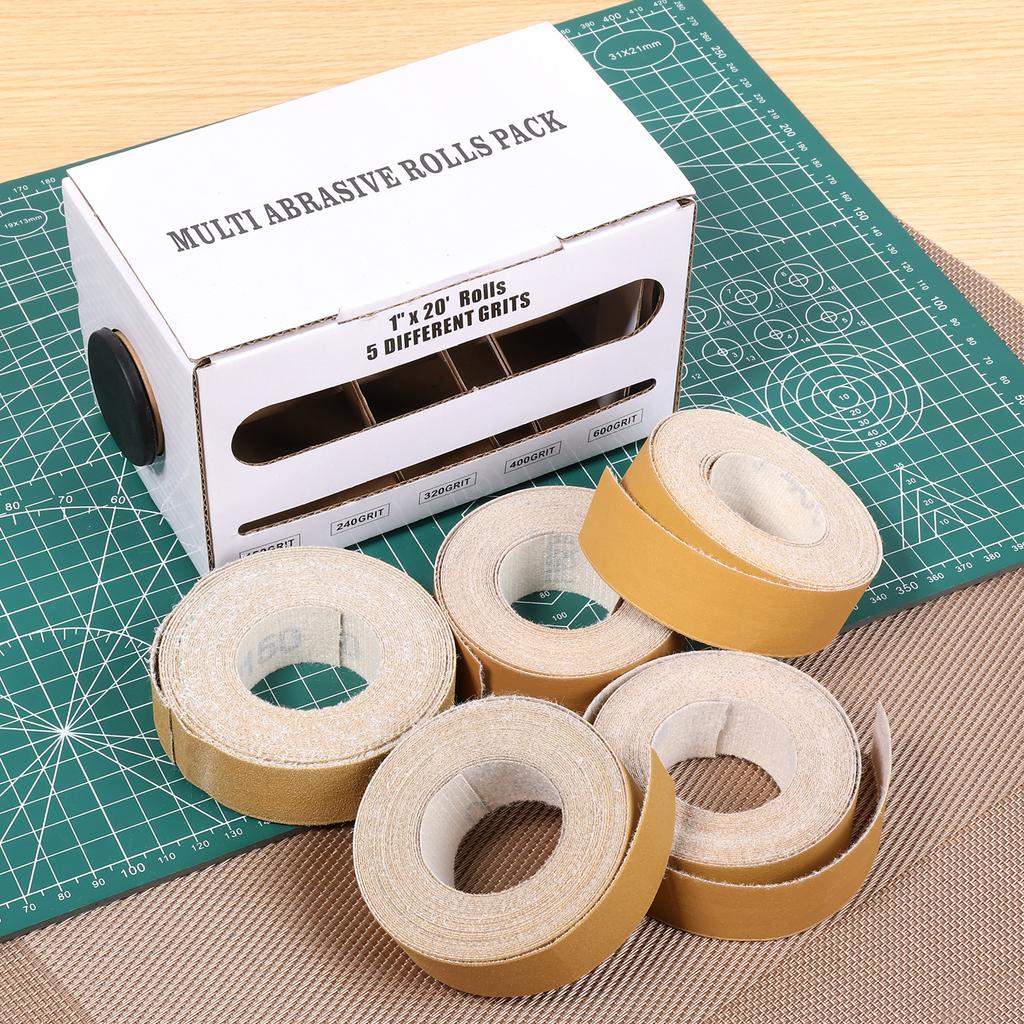 5/6 Rolls Grits Sandpaper 6M Dry Grinding Emery Sanding Belt 80-600 Grit Wear Resistant Sandpaper Rolls for Metal Wood Polishing