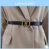 Тонкий пояс из натуральной кожи для платьев и рубашек с металлической пряжкой для офисного и повседневного стилей