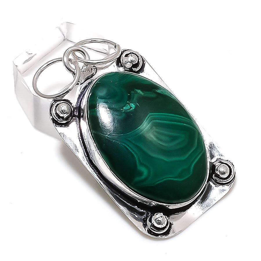 Подвеска из серебра 925 пробы с драгоценным камнем малахит ручной работы 2,01 дюйма d9i51