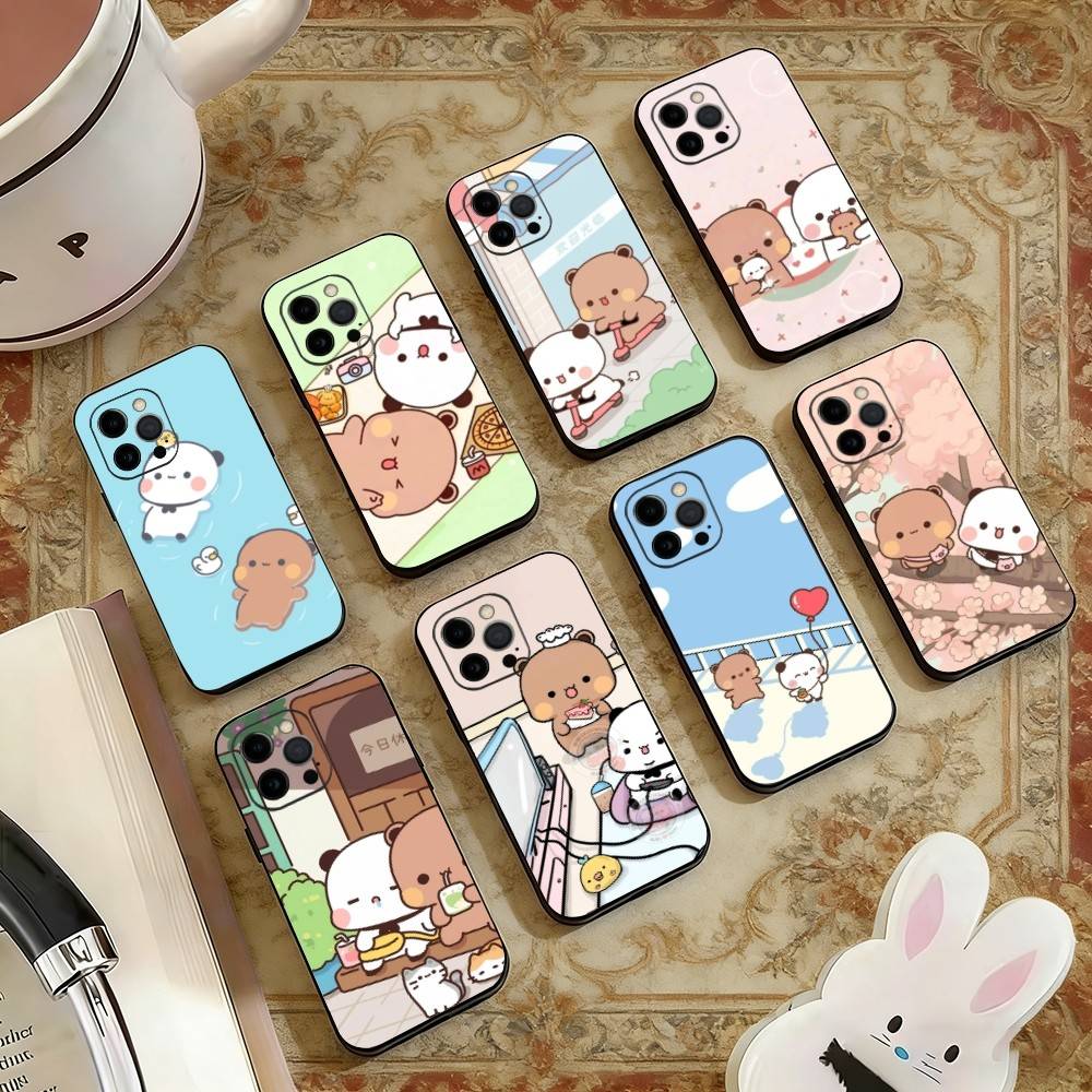 Милый Чехол для Телефона BuBu-DuDu Du Для iPhone 17,16,15,14,13,12,11 Plus,Pro Max,XS,Мягкий Силиконовый Черный Чехол