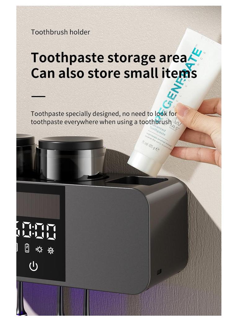 Olovvs Умный УФ Стерилизатор для зубных щеток с электрической сушкой, Безударная установка, Стакан для полоскания рта и Держатель для зубной пасты.