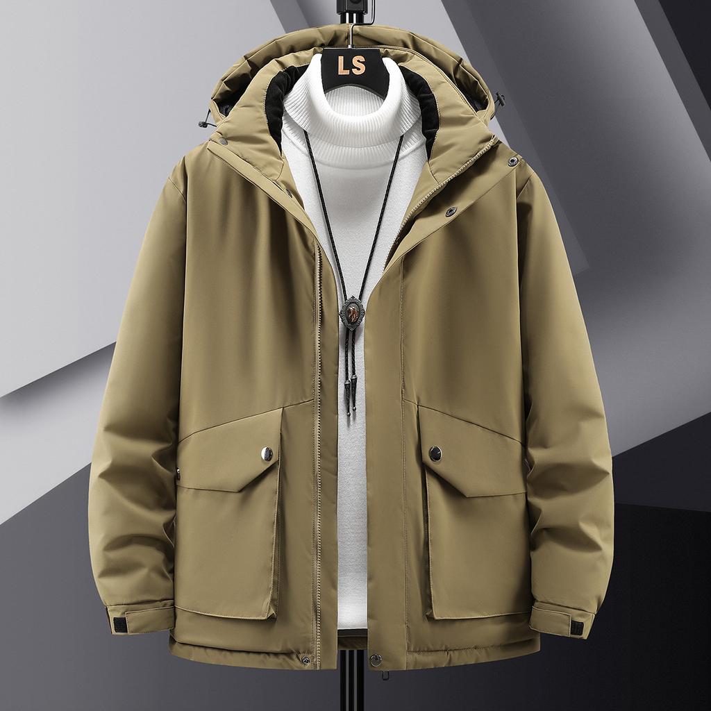 Large Size Assault Jacket for Men, Down Cotton Jacket with Added Fat, Loose Outdoor Mountaineering Waterproof Jacket