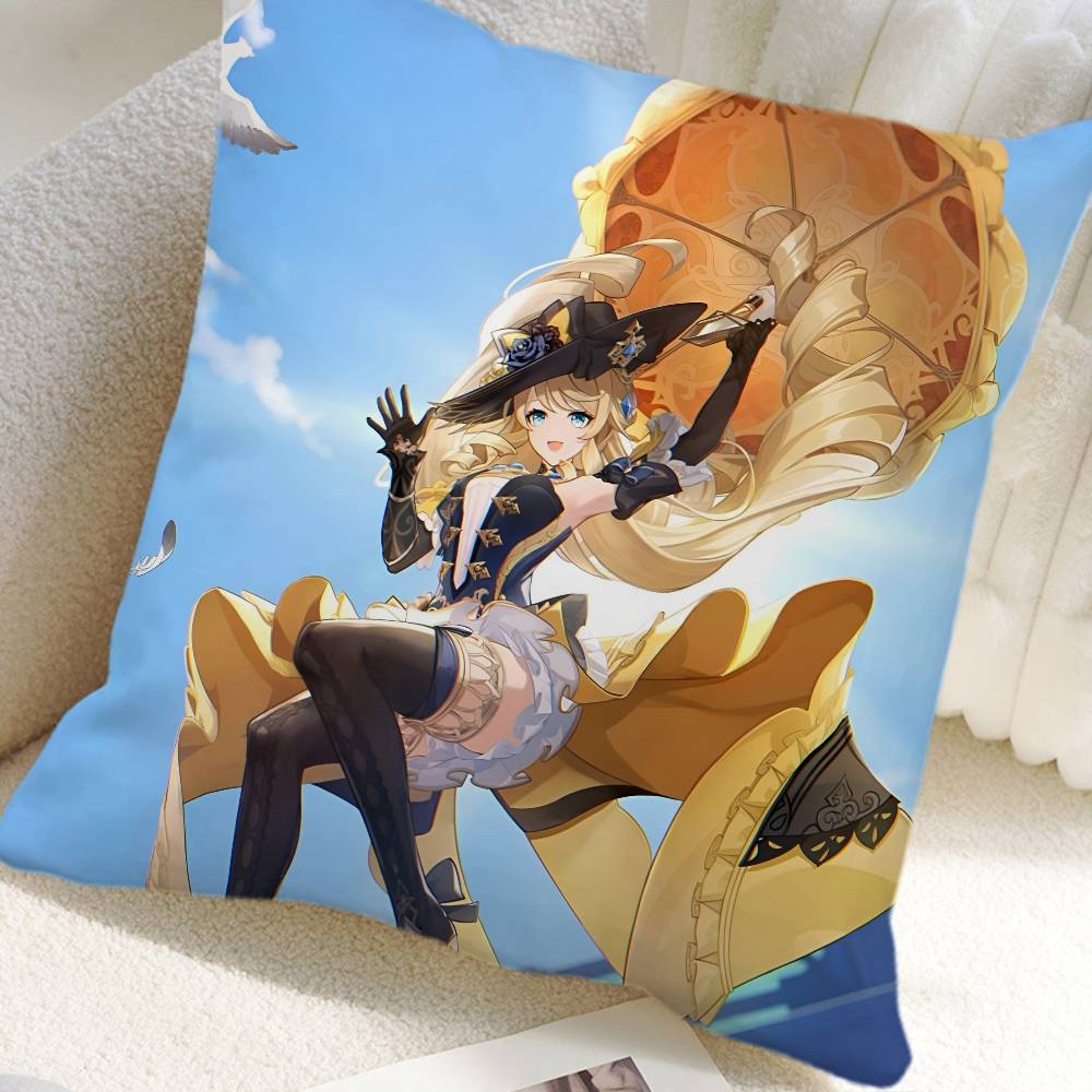 Game Genshin Impact Navia Pillow Case Square Pillow Bedroom Sofa Leisure Comfort Cushion Car Home Decoration