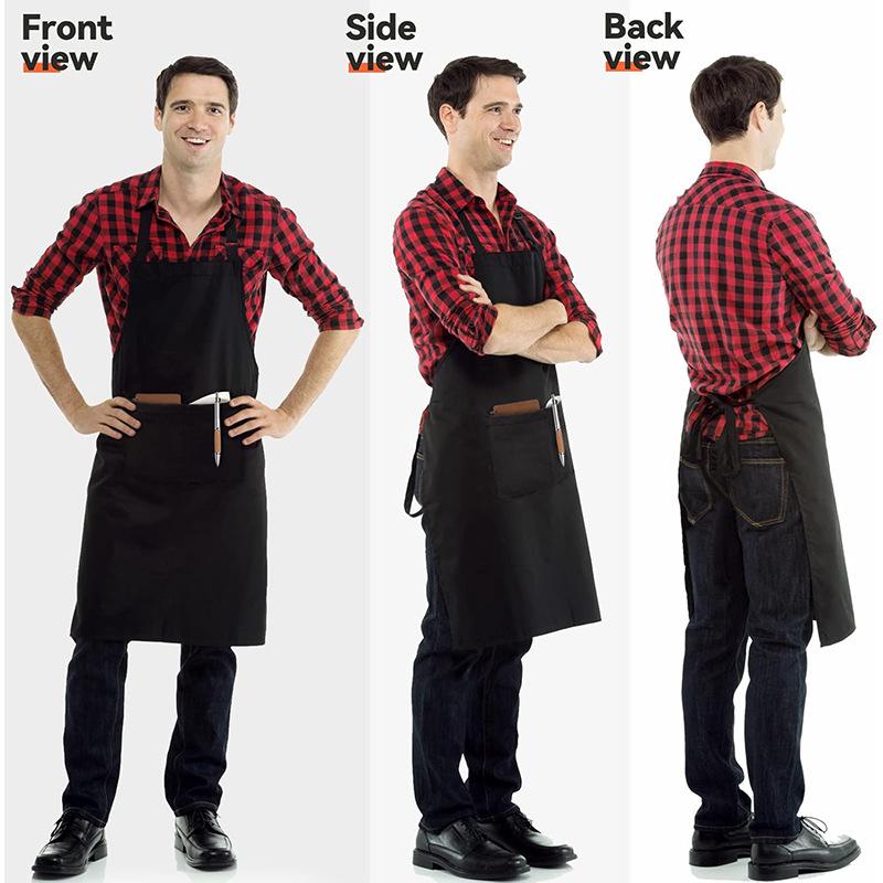 2‑Pack Stain‑Resistant Striped Sleeveless Aprons, Polyester Work Apron Set with Front Pockets for Home Kitchen & Catering