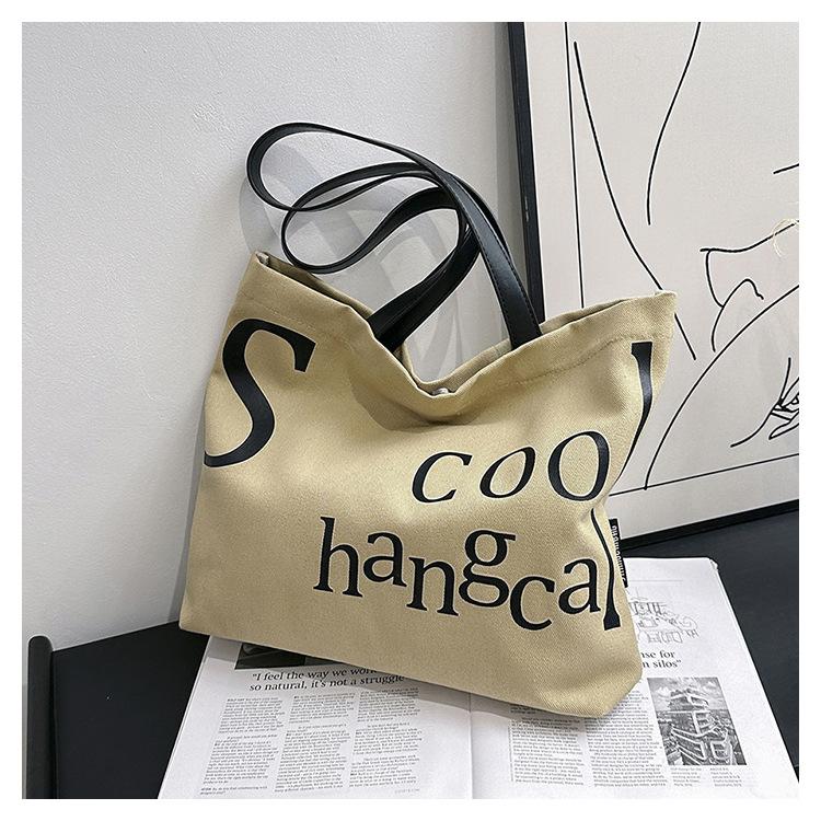 Женская большая вместительная холщовая сумка на плечо, студенческая большая сумка