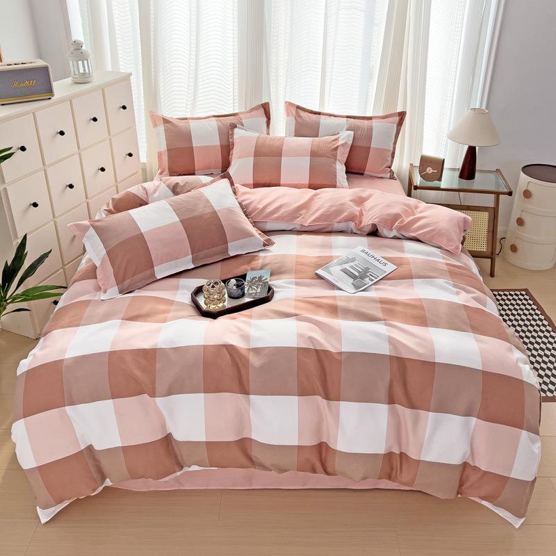 Утолщенный потертый комплект из четырех простых простыней из твила, пододеяльников, постельного белья