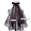 Bridal Lace Veil Women Layered Tulle Bachelorette Party Wedding Veil with Ribbon Bowknot for Wedding Party